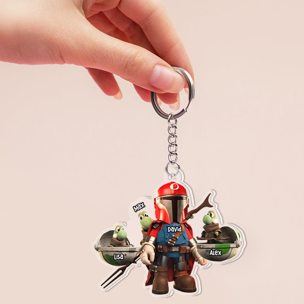 Personalized Dad Keychain - Star Hero Theme