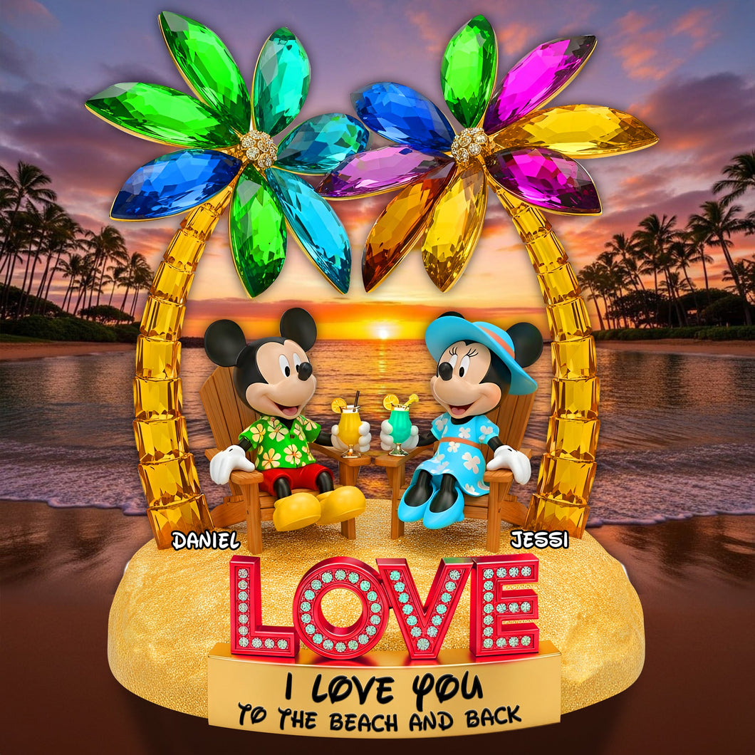 Love You to The Beach and Back - Personalized Relaxing Couple Acrylic Plaque Shaped Plaques PopCulturePrints