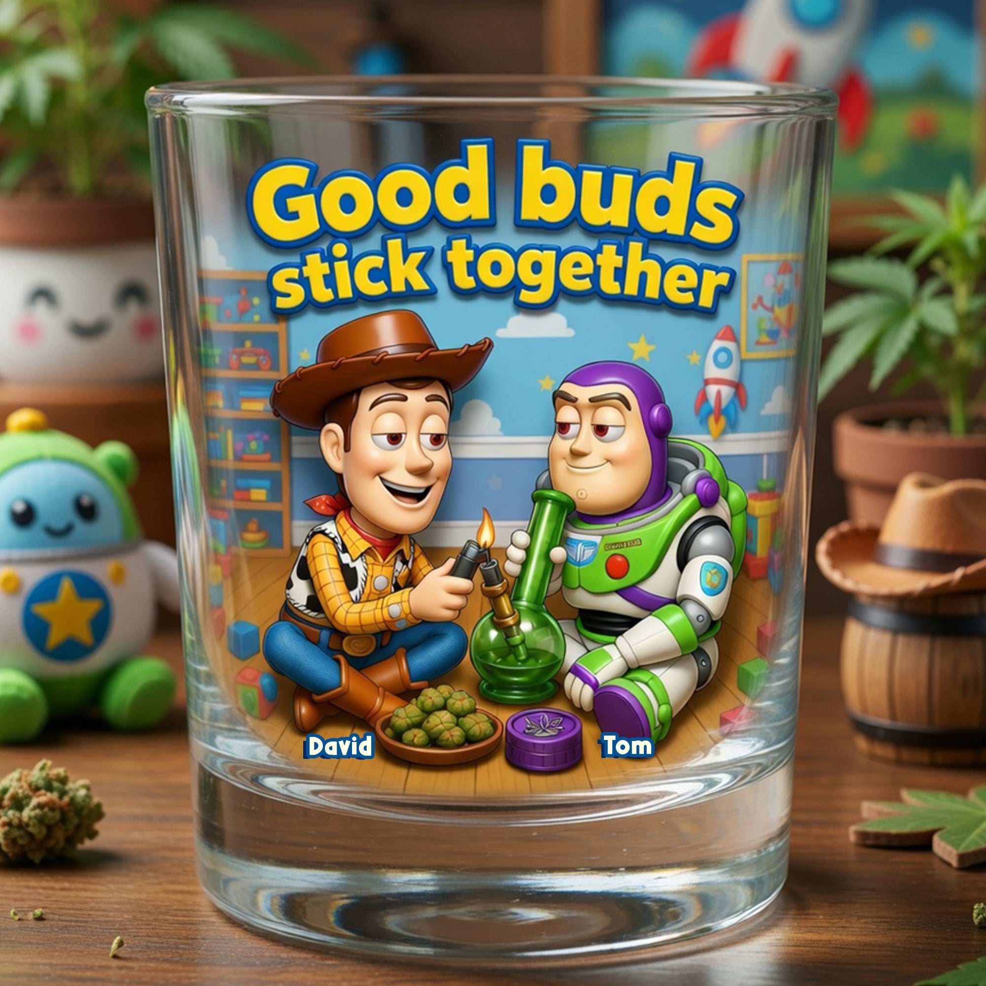 Good Buds Stick Together - Adventure Friends Round Glass - Personalized Gifts For Friends