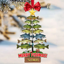 Load image into Gallery viewer, Merry Fishmas! Personalized Fisherman&#39;s Fish Tree Ornament - Custom Gift for Fishing Lovers Ornament PopCulturePrints
