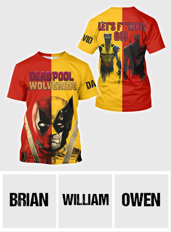 Personalized Deadpool & Wolverine All Over Shirt - Let's F***ing Go!