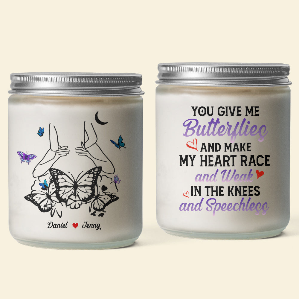 Personalized 'You Give Me Butterflies' Scented Candle for Couples Scented Candle PopCulturePrints
