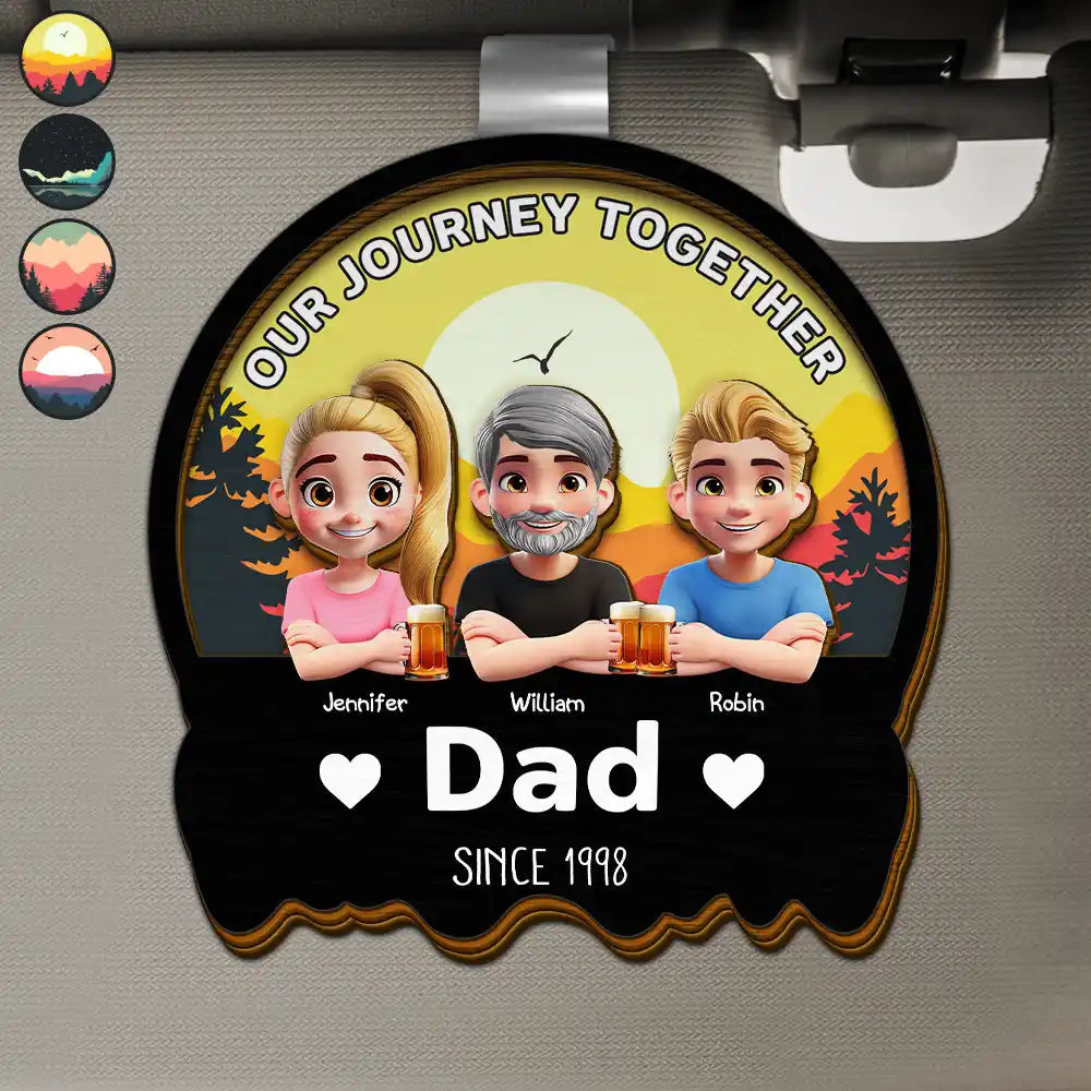 Our Journey Together - Personalized Custom Shaped Car Visor Clip for Dad Car Visor Clip PopCulturePrints