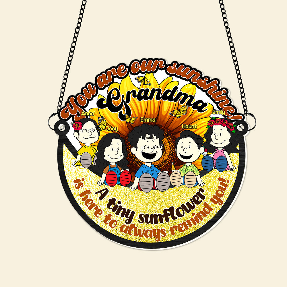 You are our sunshine, Grandma - Personalized Hanging Suncatcher Gift for Grandma Ornament PopCulturePrints