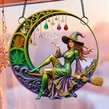 Load image into Gallery viewer, &quot;Embrace Your Magic: Chill Broom Girl Suncatcher Ornament - Personalized Gift for Fantasy Lovers&quot; Ornament PopCulturePrints
