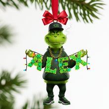 Load image into Gallery viewer, "Embrace Your Unique Vibe: Green Monster Alphabet Letter Ornament - Personalized Gift for Stoners" Ornament PopCulturePrints
