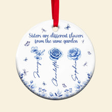 Load image into Gallery viewer, Sisters Are Different Flowers - Personalized Birth Month Flowers Ceramic Ornament for Besties Ornament PopCulturePrints
