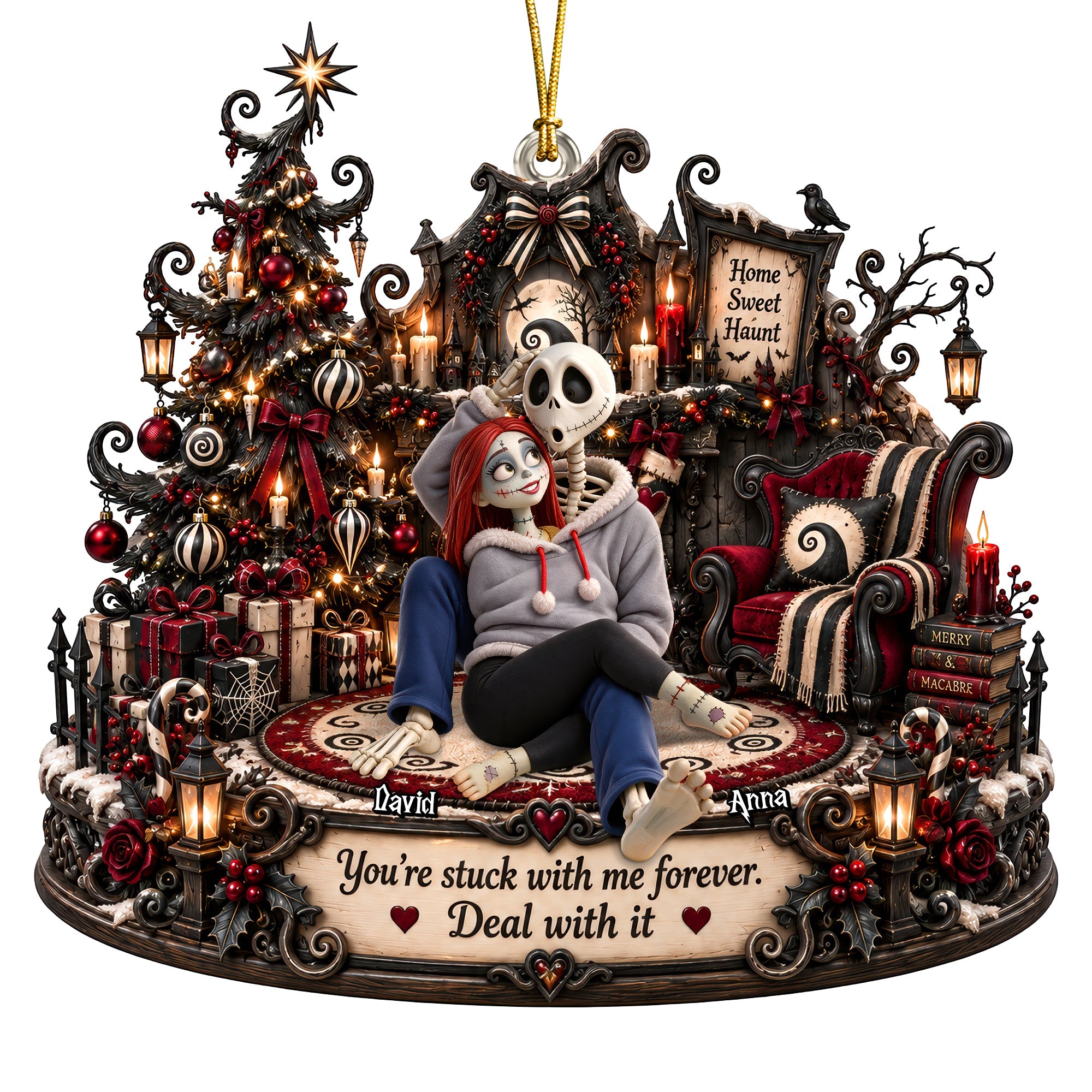 You're Stuck With Me Forever - Gothic Couple Christmas Ornament - Personalized Gifts for Couples