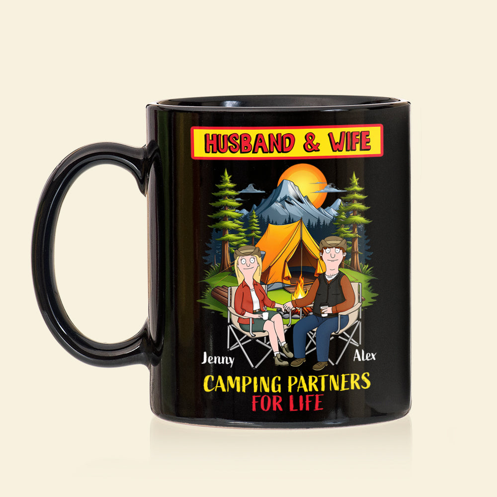 Camping Partners for Life - Personalized Husband and Wife Coffee Mug Coffee Mug PopCulturePrints