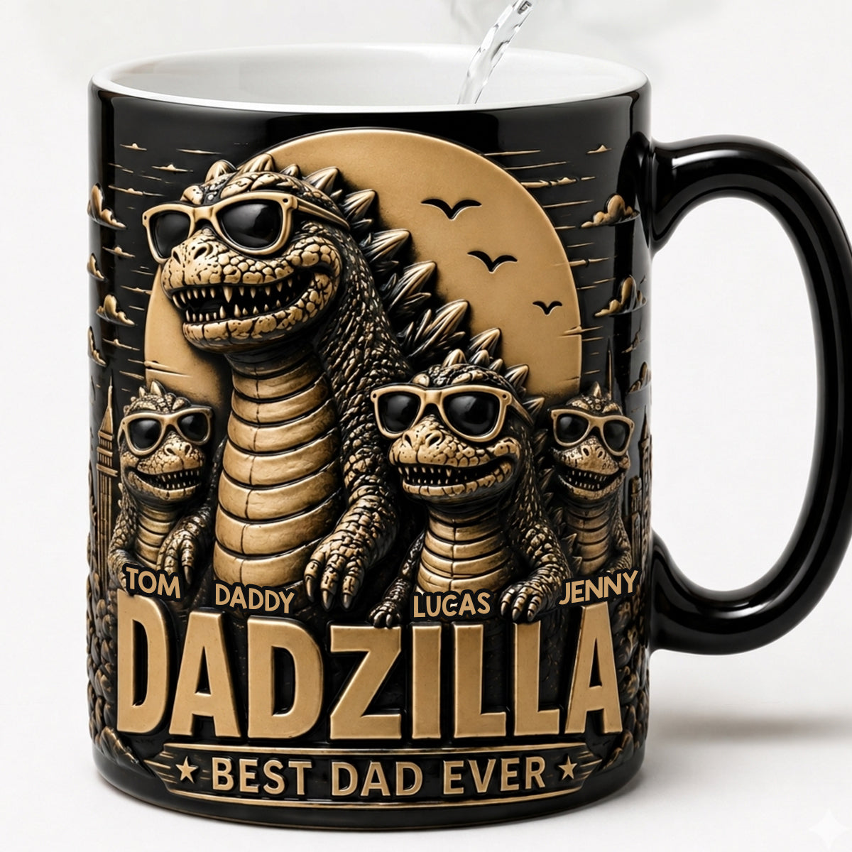 "Dadzilla: Best Dad Ever" - Personalized Giant Creature Retro Magic Mug for Dads and Grandpas Coffee Mug PopCulturePrints