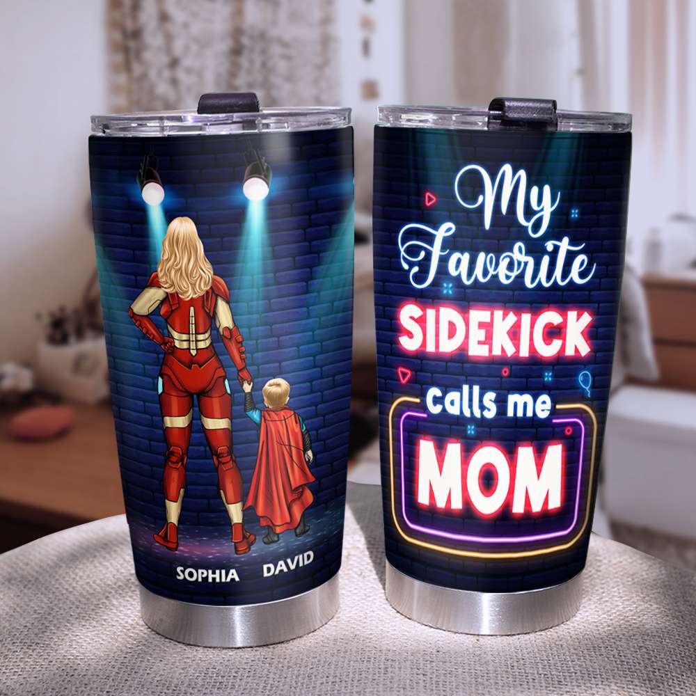 Personalized Mom Tumbler - My Favorite Sidekick Calls Me Mom