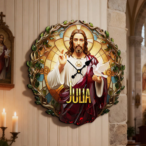 “Faith Brightens Every Moment” - Christian Acrylic Hanging Wall Clock - Personalized Gift for Christian Lovers Hanging Wall Clock PopCulturePrints