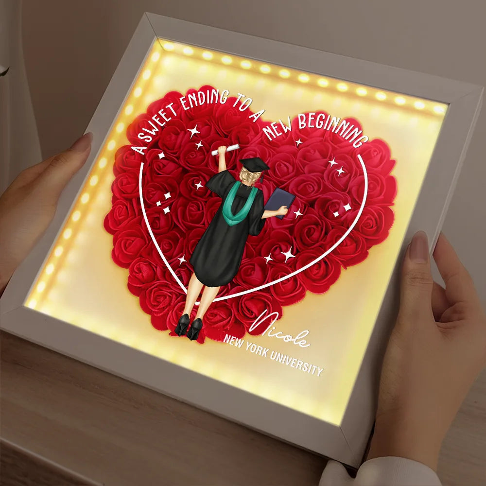 She Believed She Could, So She Did - Custom LED Light Flower Shadow Box Graduation Gift for Her LED Light Flower Shadow Box PopCulturePrints