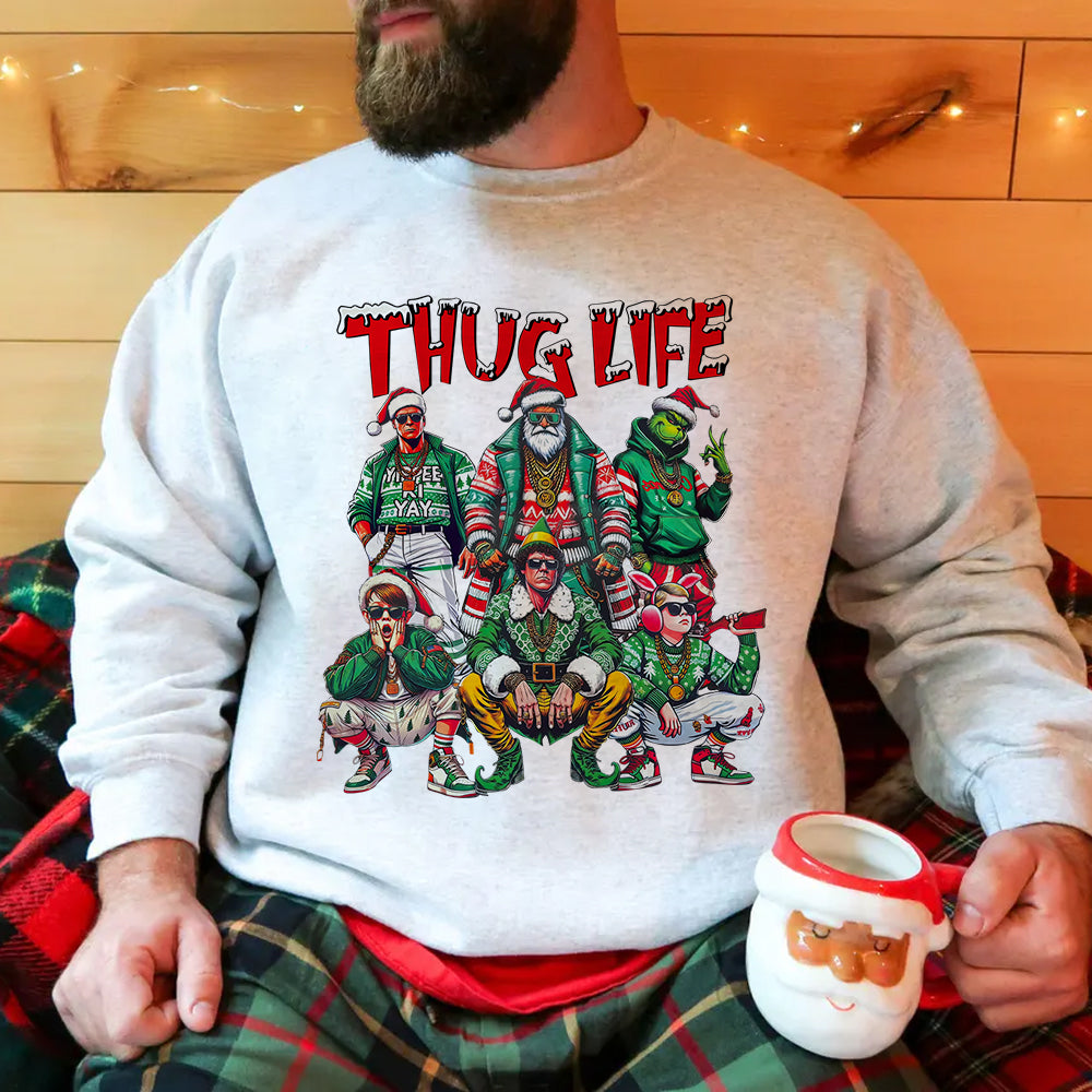 Festive Gangsta Christmas Sweatshirt for Movie Buffs