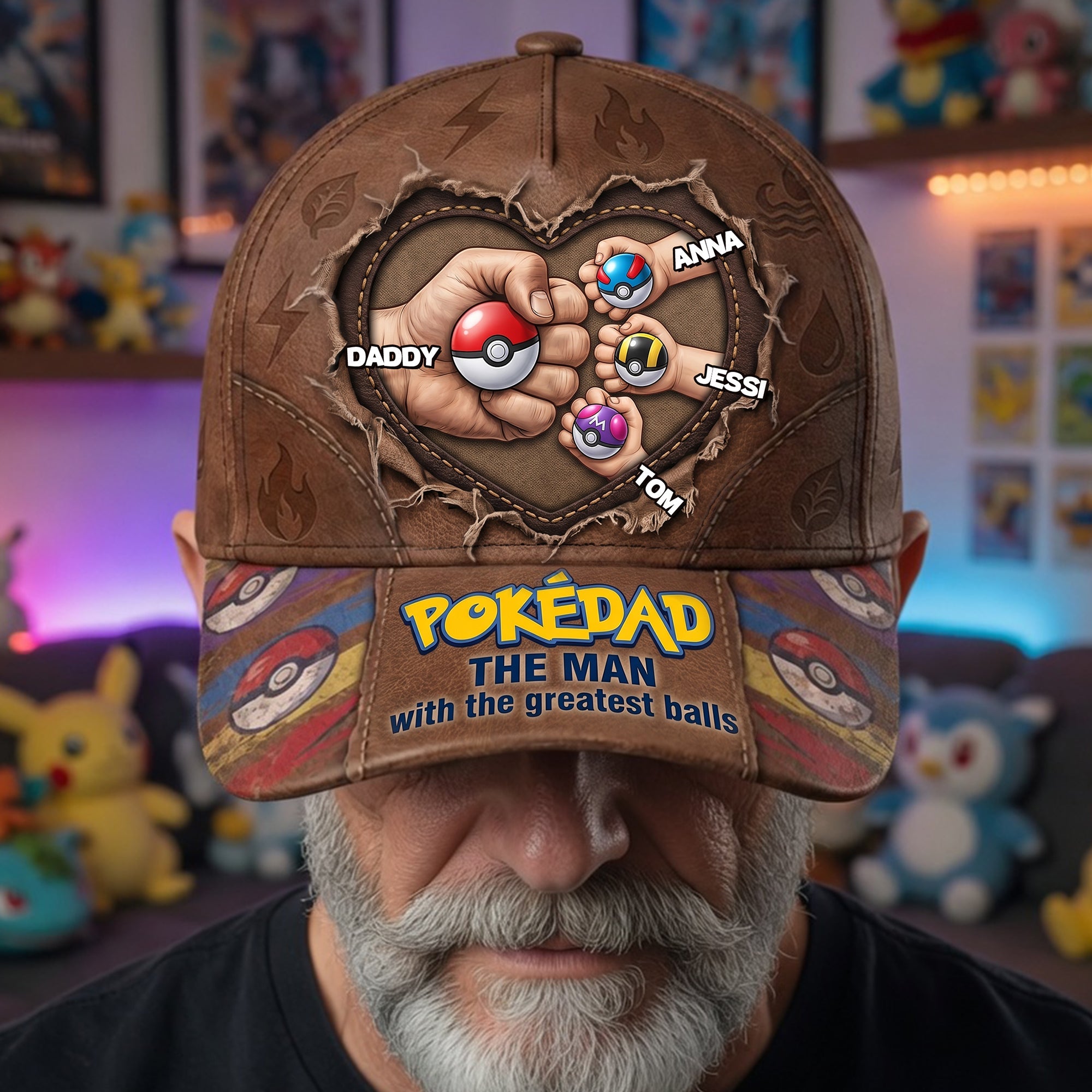 “Pokédad: The Man with the Greatest Balls” - Personalized Classic Cap for Dad, Grandpa & More Caps PopCulturePrints
