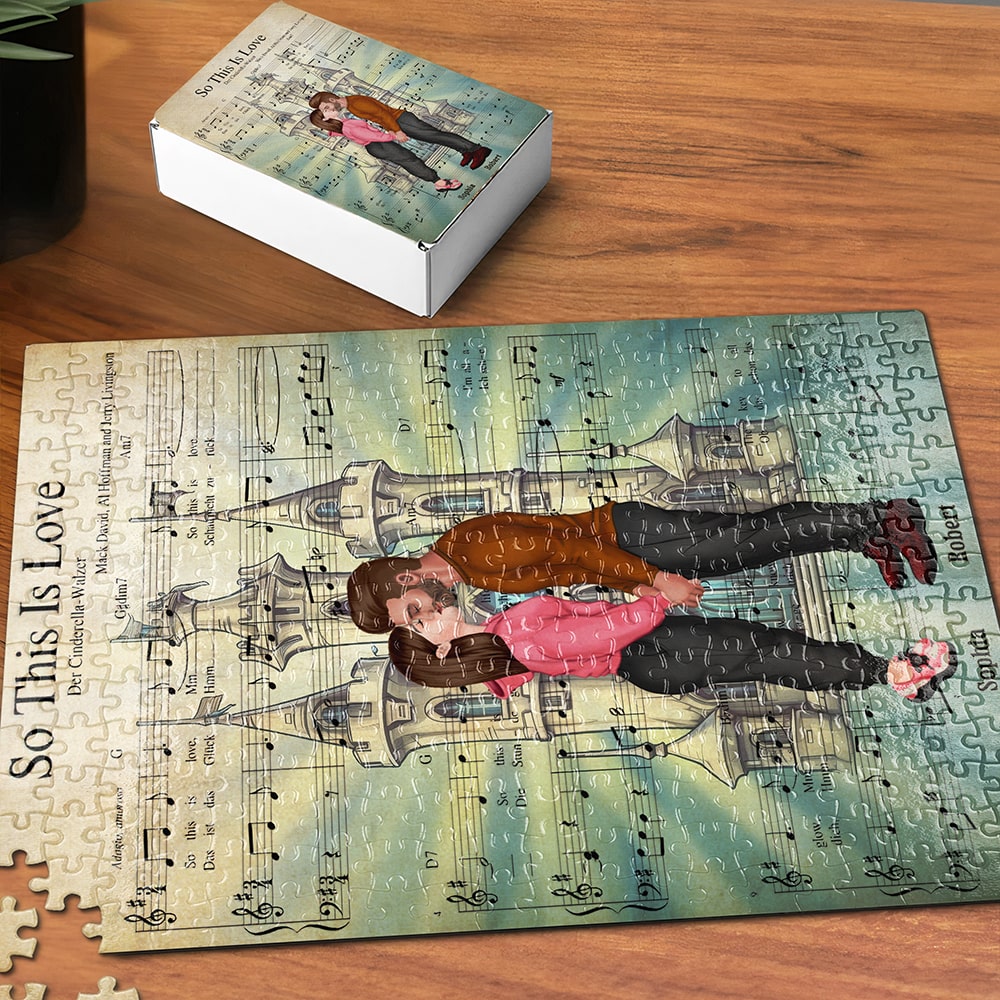 Personalized Romantic Jigsaw Puzzle - So This Is Love Wood Sign PopCulturePrints
