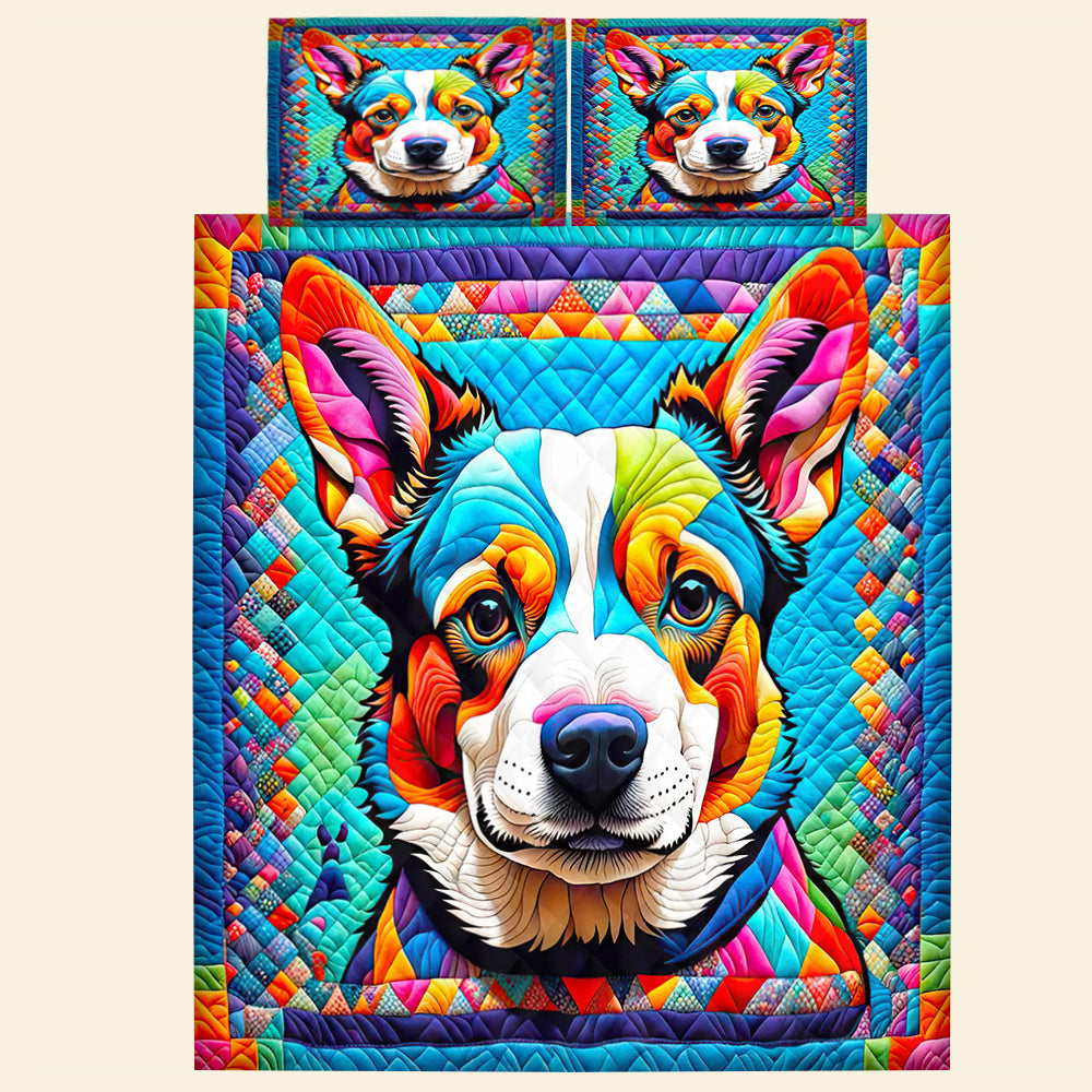 Vibrant Corgi Quilt Bed Set - Perfect Gift for Dog Lovers Blanket PopCulturePrints