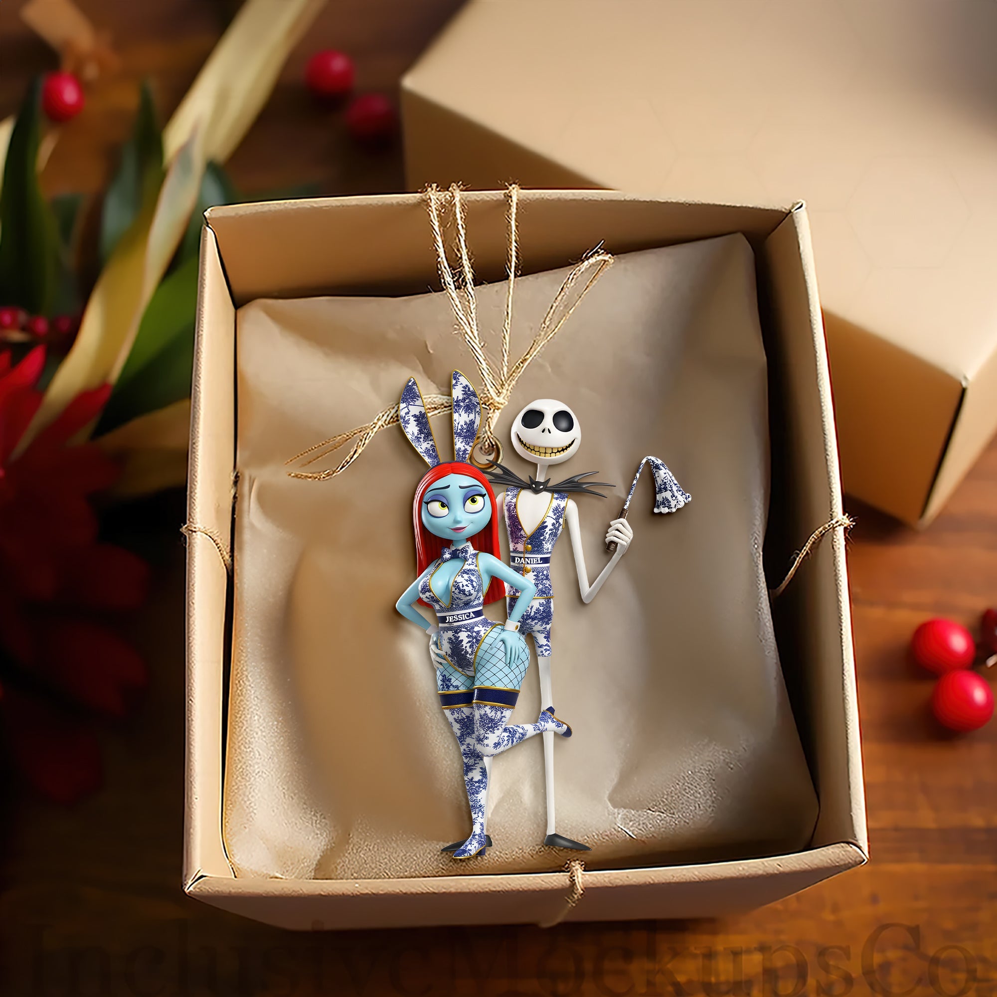 Celebrate Love with Laughter - Personalized Playful Couple Christmas Ornament Ornament PopCulturePrints