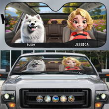 Load image into Gallery viewer, “Drive with Joy” - Personalized 3D Effect Auto Sunshade - Perfect Gift for Moms, Grandmas, and Pet Lovers Auto Sunshade PopCulturePrints
