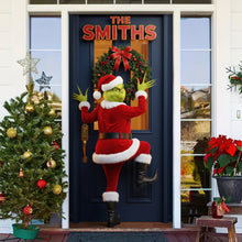 Load image into Gallery viewer, Bring Cheer with Our Green Monster Santa Door Cover – Personalized Holiday Gift for All Door Covers PopCulturePrints

