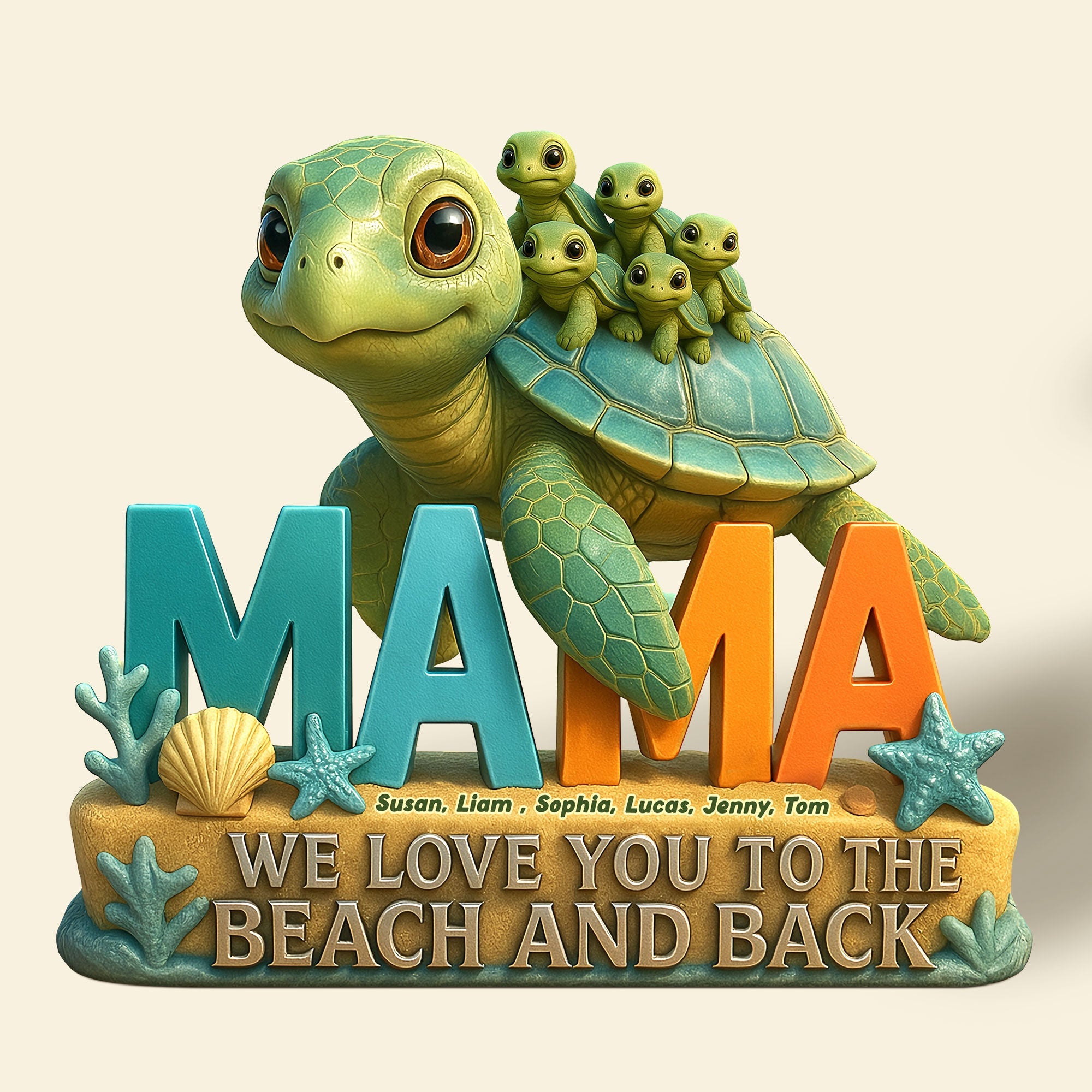 "We Love You to the Beach and Back!" - Personalized Gifts for Mom - Custom Acrylic Plaque for Moms and Grandmas Shaped Plaques PopCulturePrints