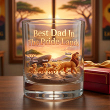 Load image into Gallery viewer, "Best Dad in The Pride Lands" - Custom Personalized Glass Mug - Perfect Gift for Dad, Grandpa, and Father's Day Glass PopCulturePrints
