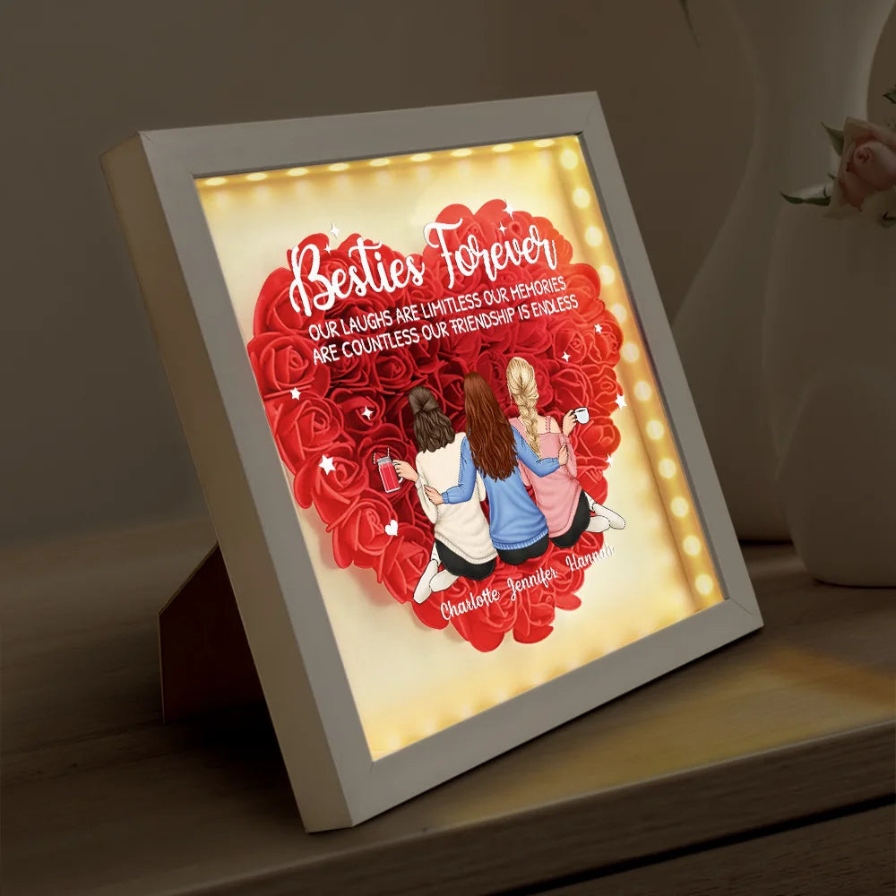 Besties Forever - Personalized LED Light Flower Shadow Box LED Light Flower Shadow Box PopCulturePrints
