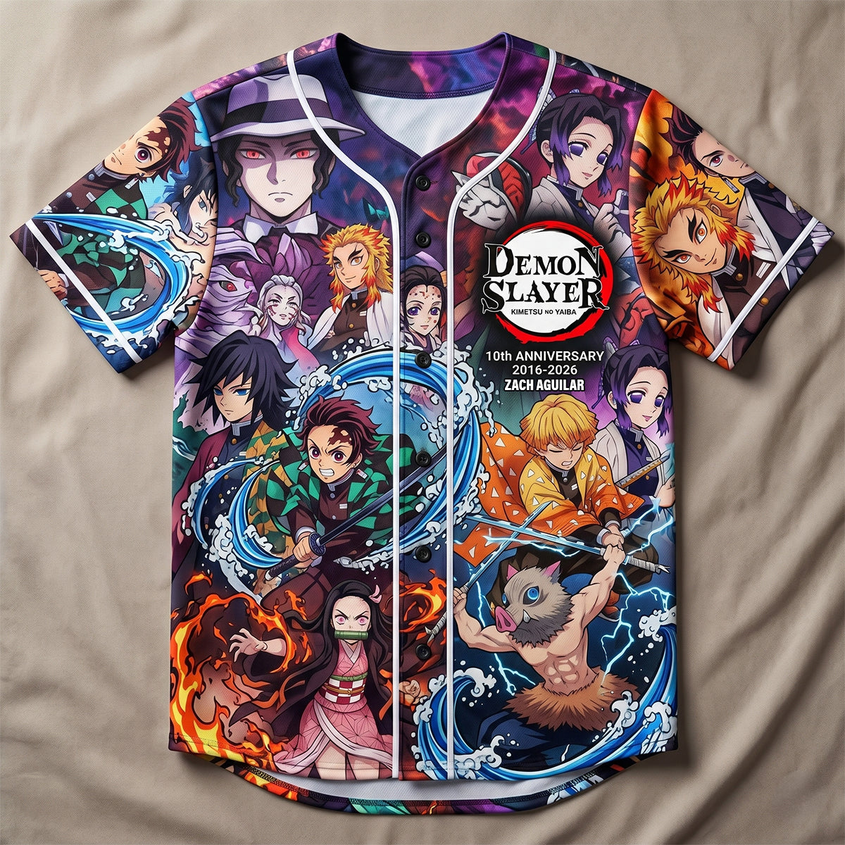Celebrate Your Love with Our Anniversary Baseball Jersey - Personalized Gift for Fans of Demon Slayer