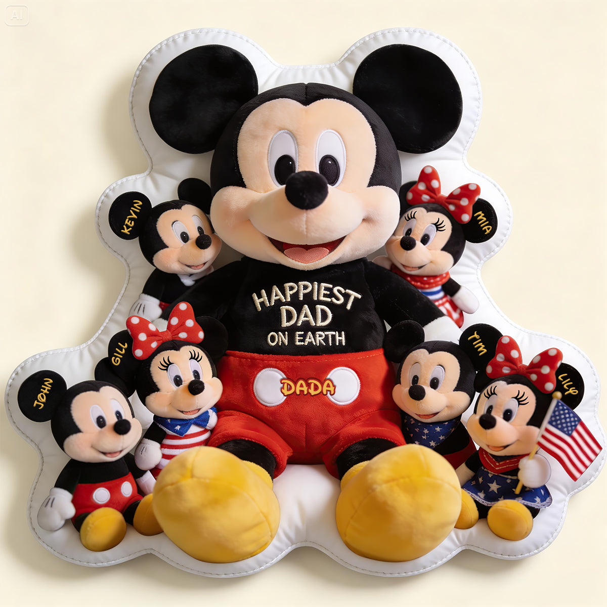 Happiest Dad on Earth - Personalized Mickey Mouse Pillow for Father's Day Gifts Pillow PopCulturePrints