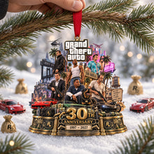 Load image into Gallery viewer, Celebrate 30 Years of GTA - Personalized Neon City Ornament for Gamers
