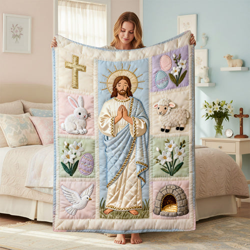 Easter Blessings: Embrace Faith with Our Jesus Blanket - Personalized Gift for Christians Blanket PopCulturePrints