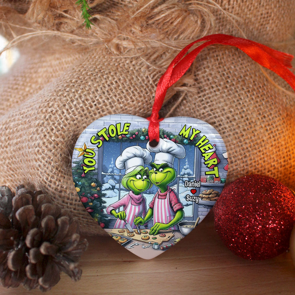 Personalized Grinch Couple Christmas Ornament - Unique Holiday Gift - Valentine's Day Gifts Ornament PopCulturePrints