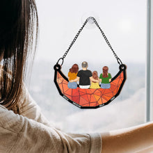 Load image into Gallery viewer, Grandpa and Grandkids on the Moon - Personalized Window Hanging Suncatcher Ornament Suncatcher Ornament PopCulturePrints

