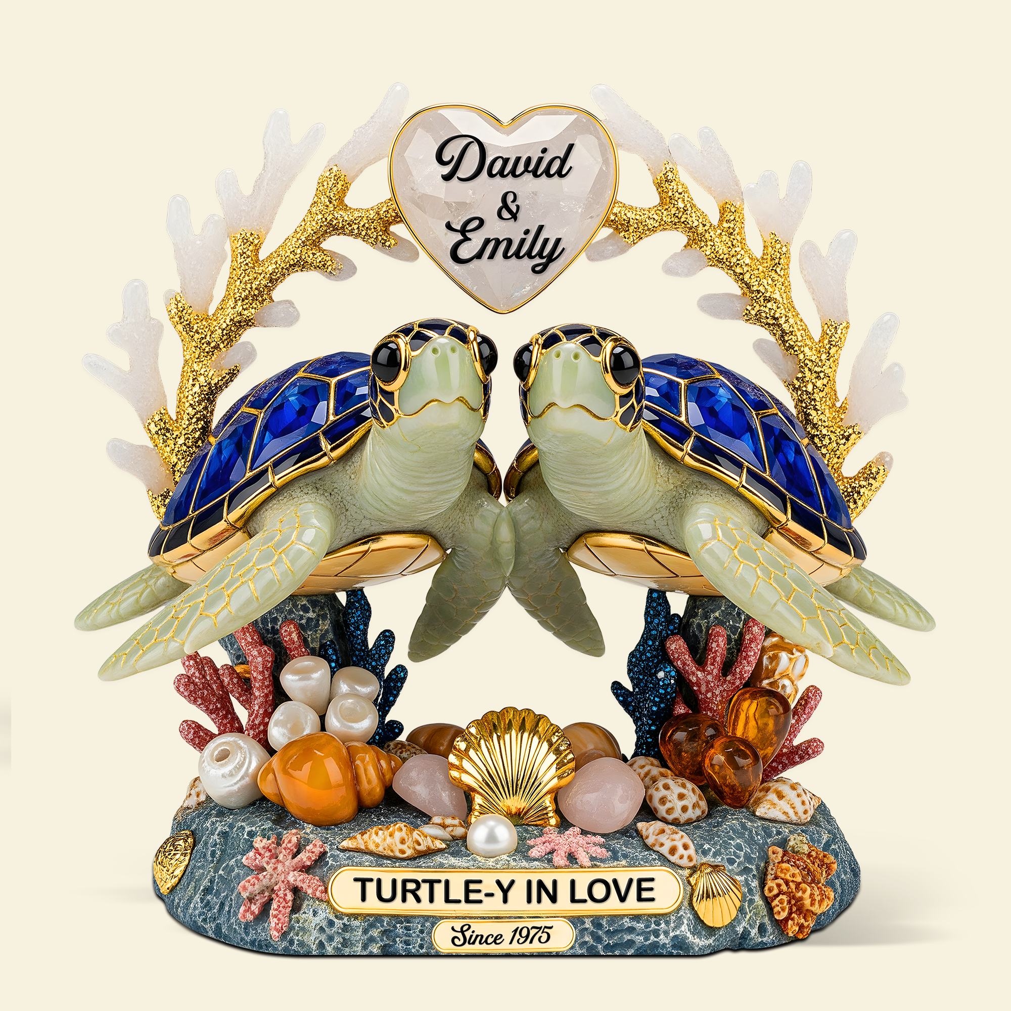 “Turtle-y In Love” - Personalized Turtle Couple Acrylic Plaque - Custom Gifts for Couples Shaped Plaques PopCulturePrints