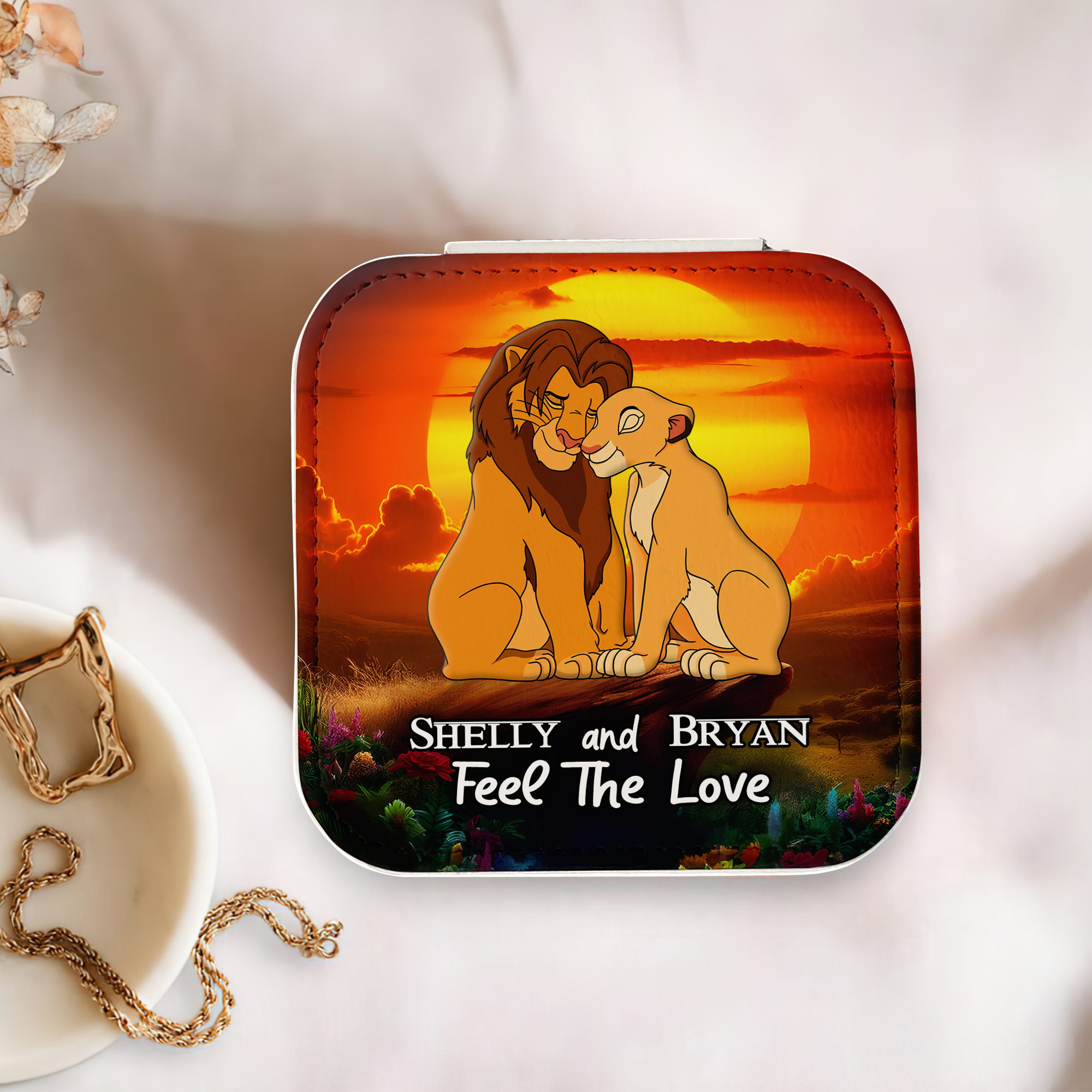 Personalized Lion Couple Jewelry Box - Feel The Love Jewelry Box PopCulturePrints