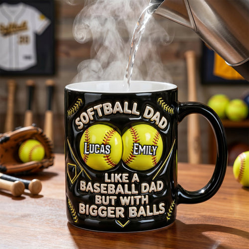 Softball Dad: Like a Baseball Dad But With Bigger Balls - Custom Magic Mug Gift for Fathers and Grandfathers Coffee Mug PopCulturePrints