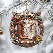 Load image into Gallery viewer, Celebrate Love with a Cowboy &amp; Cowgirl Charm - Personalized Christmas Ornament for Couples Ornament PopCulturePrints
