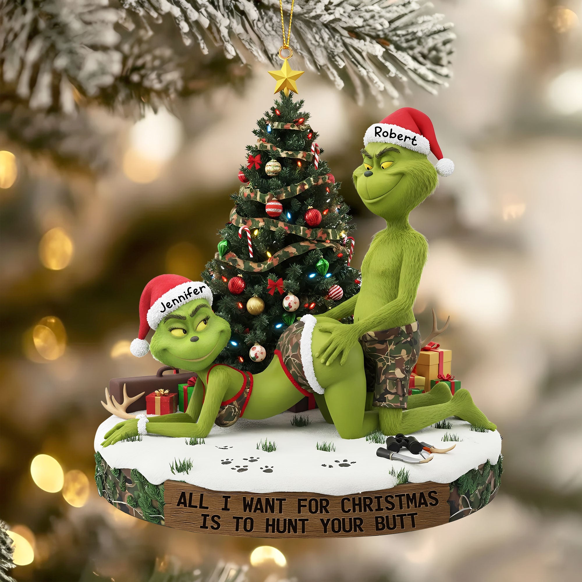 Naughty Green Couple Ornament - A Playful Personalized Gift for Couples Ornament PopCulturePrints