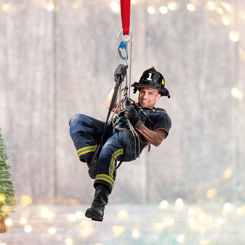 Personalized Firefighter Ornament - Custom Photo Keepsake Ornament PopCulturePrints