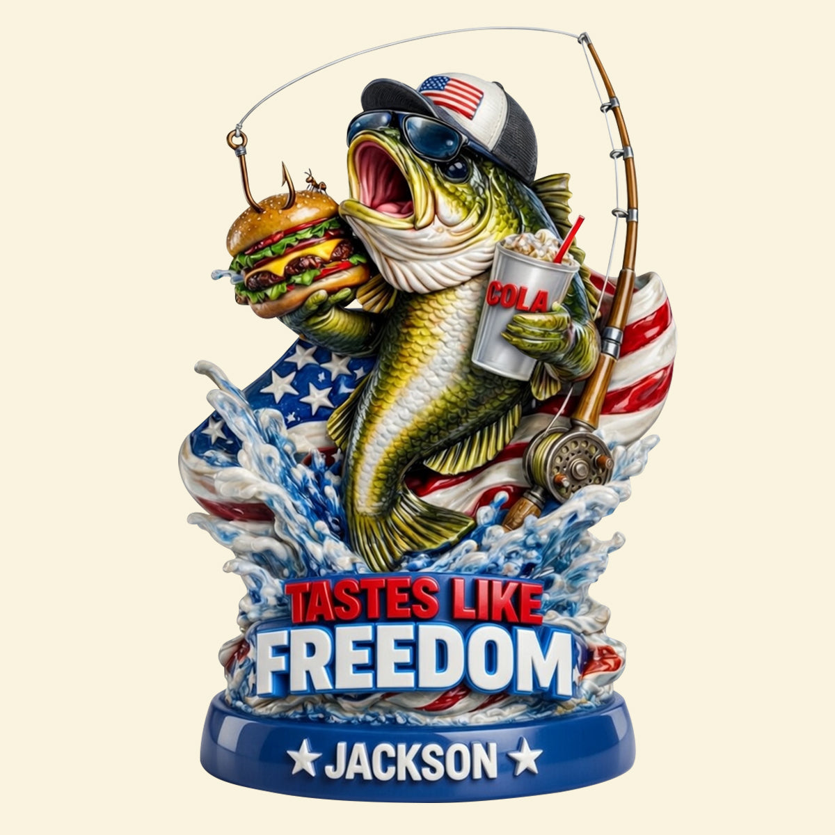 Tastes Like Freedom - Personalized Acrylic Fishing Plaque for Fishing Lovers Shaped Plaques PopCulturePrints