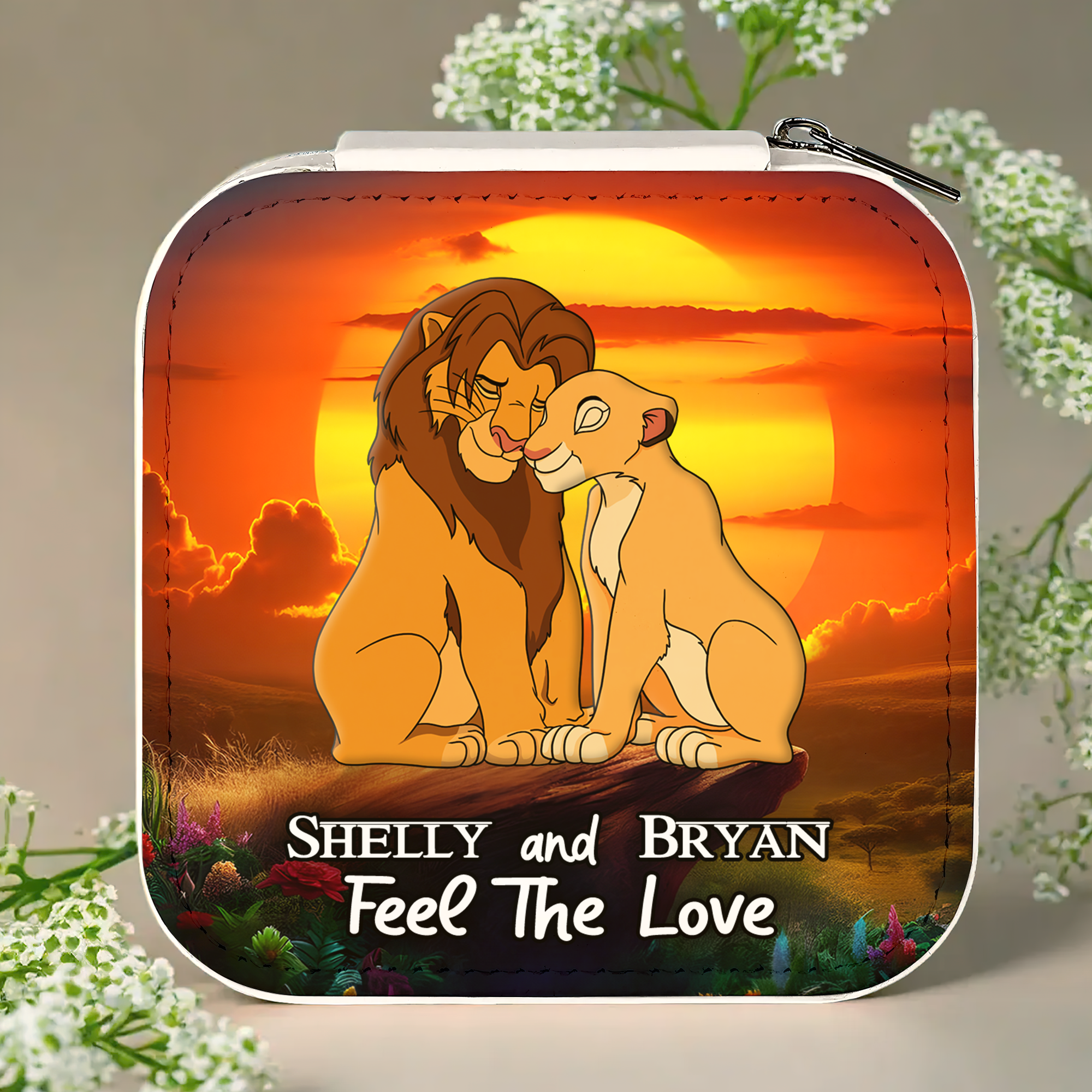 Personalized Lion Couple Jewelry Box - Feel The Love Jewelry Box PopCulturePrints