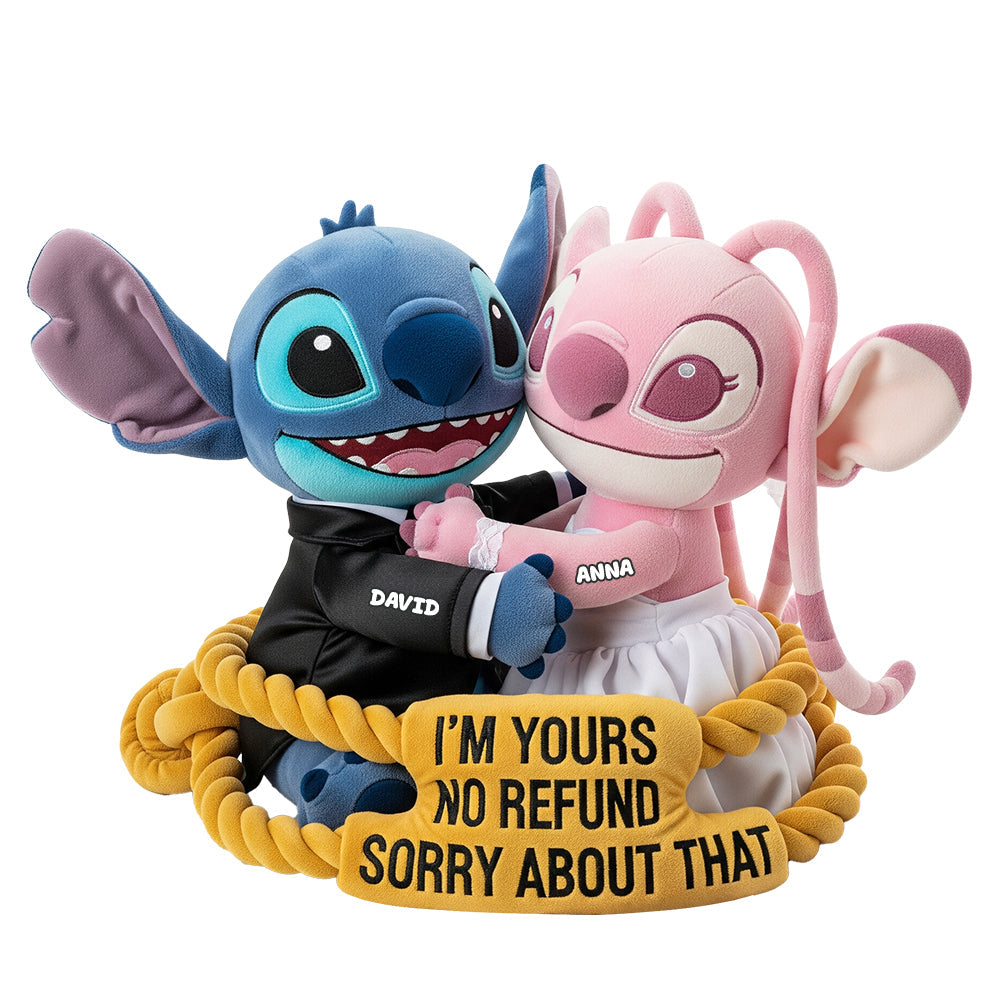"I'm Yours, No Refund!" - Cute Aliens Couple Shaped Pillow - Personalized Gift for Couples, Friends & Space Lovers Pillow PopCulturePrints