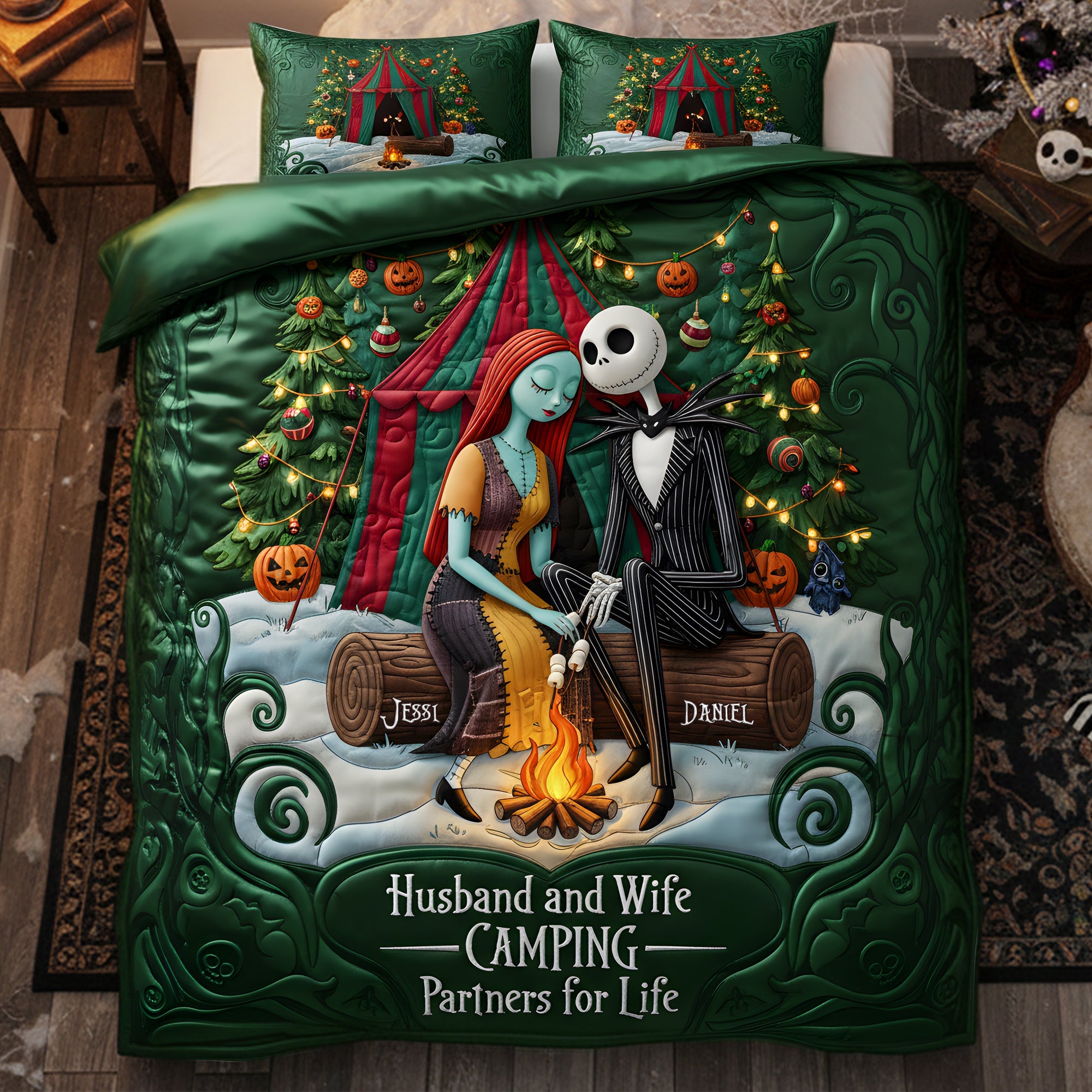 Love Under the Stars - Personalized Camping Couples Quilt Bedding Set Bedding Set PopCulturePrints