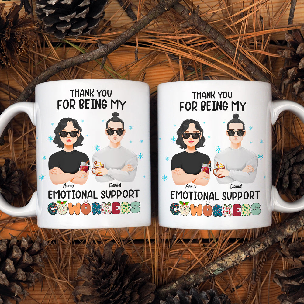 Personalized Emotional Support Coworker Christmas Mug Coffee Mug PopCulturePrints
