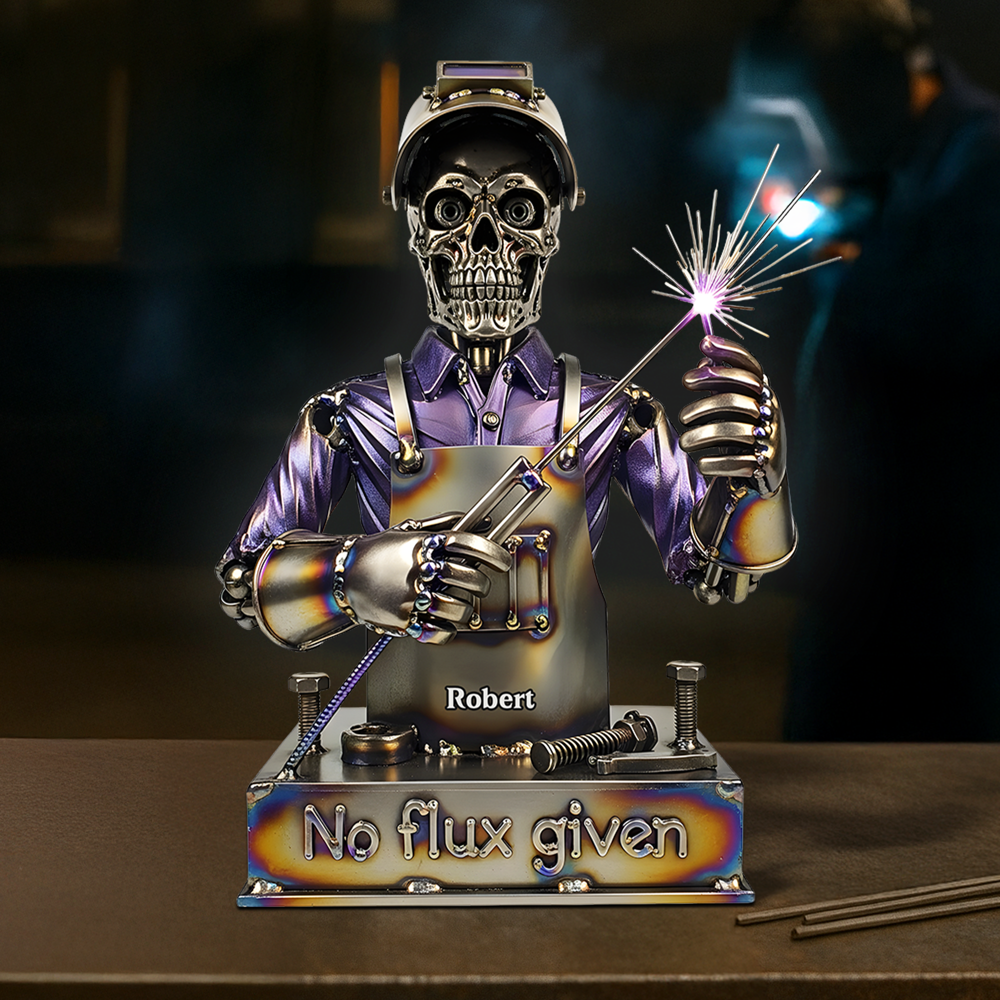 No Flux Given - Badass Welder Skull Acrylic Plaque - Personalized Gift for Welders Shaped Plaques PopCulturePrints