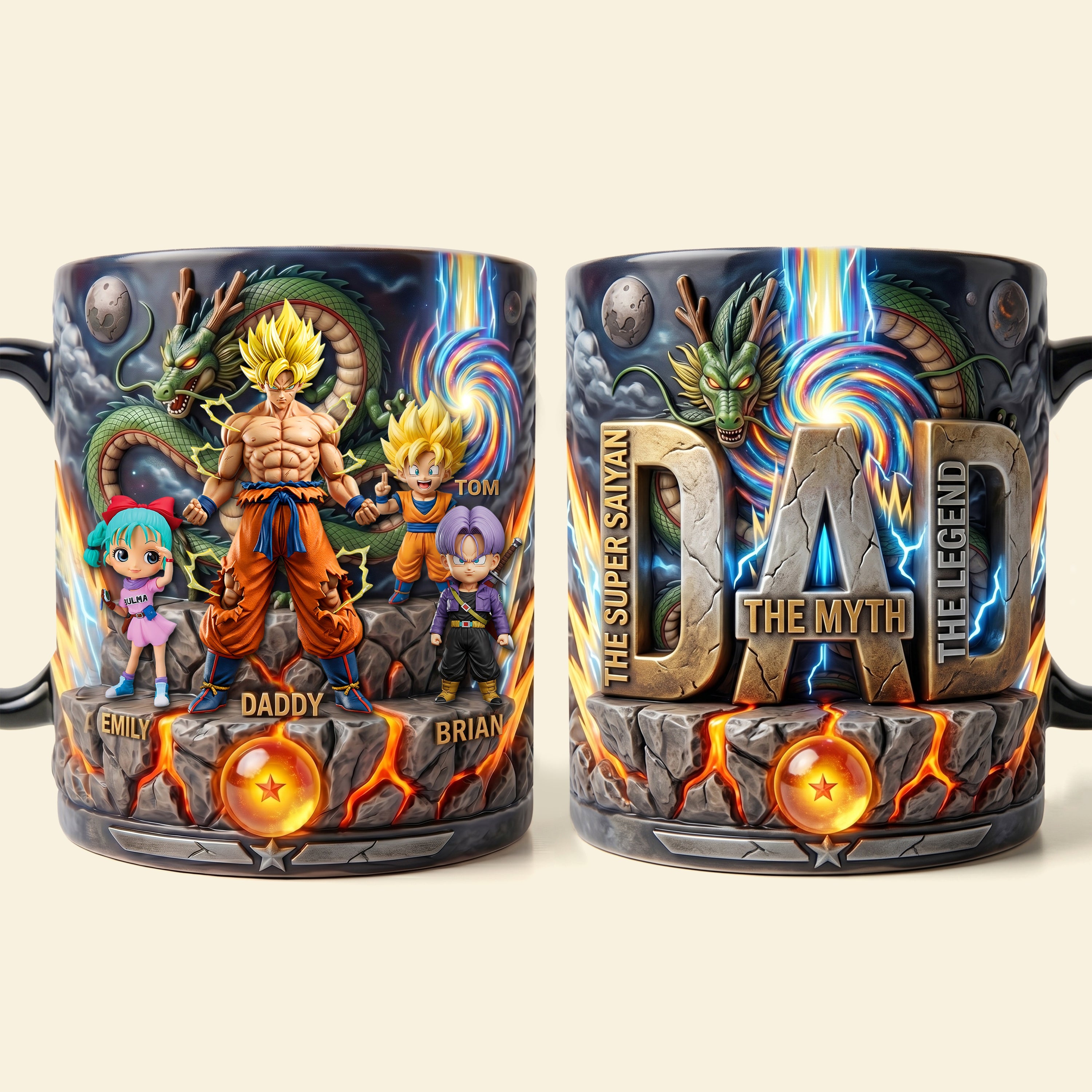 “The Legend of Dad: Super Saiyan Power” - Personalized Magic Mug for Dads, Grandpas, and Father Figures Coffee Mug PopCulturePrints