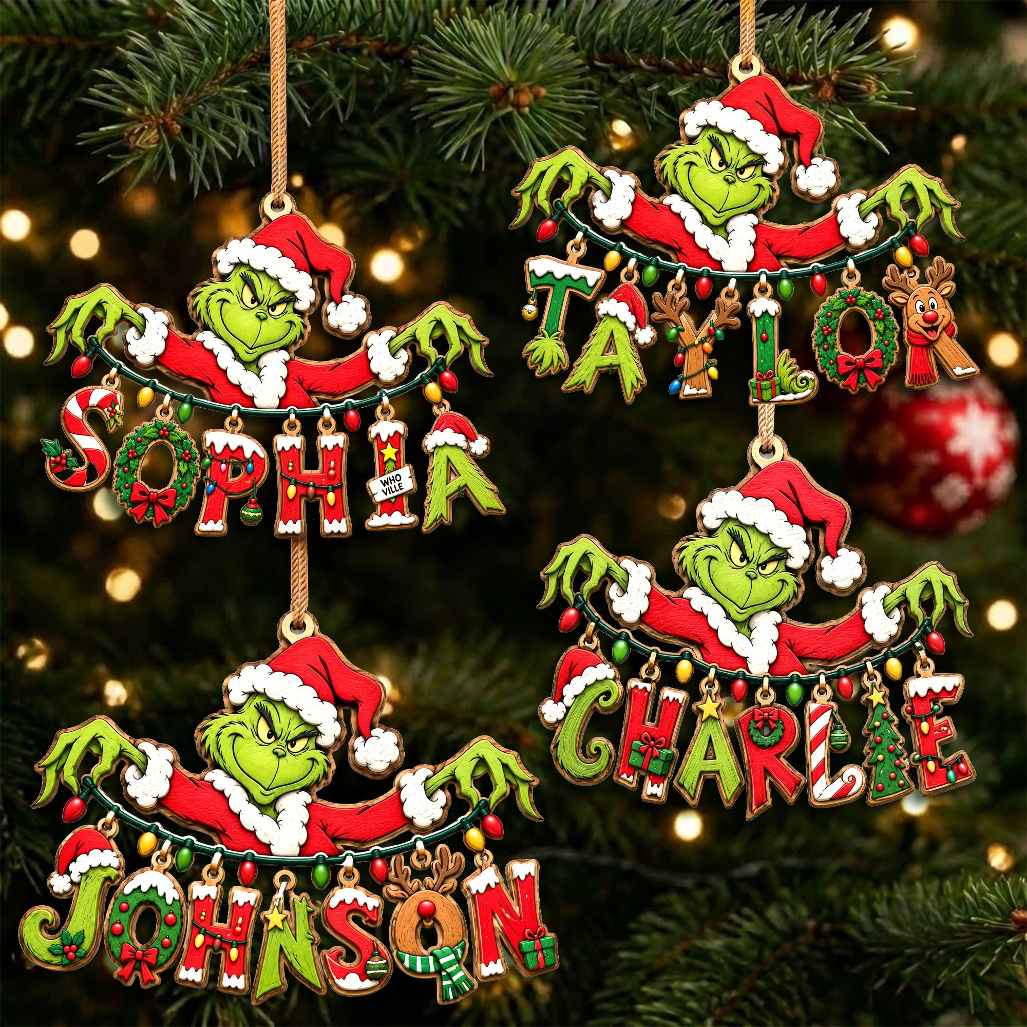 “Spread Holiday Cheer with a Personal Touch” - Name Art Mischievous String Ornament - Custom Personalized Gift for Friends, Family, and Loved Ones Ornament PopCulturePrints