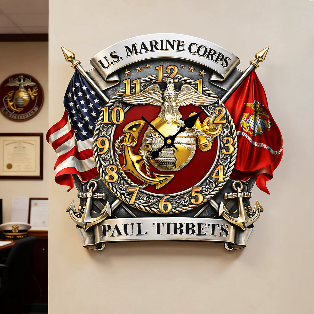 Honor The Past - Custom Veteran Wall Clock - Perfect Gift for Military Heroes Hanging Wall Clock PopCulturePrints
