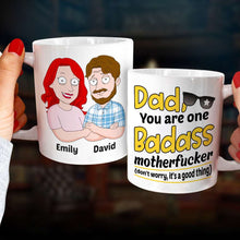Load image into Gallery viewer, Funny Personalized Dad Mug - Badass Father Design Coffee Mug PopCulturePrints
