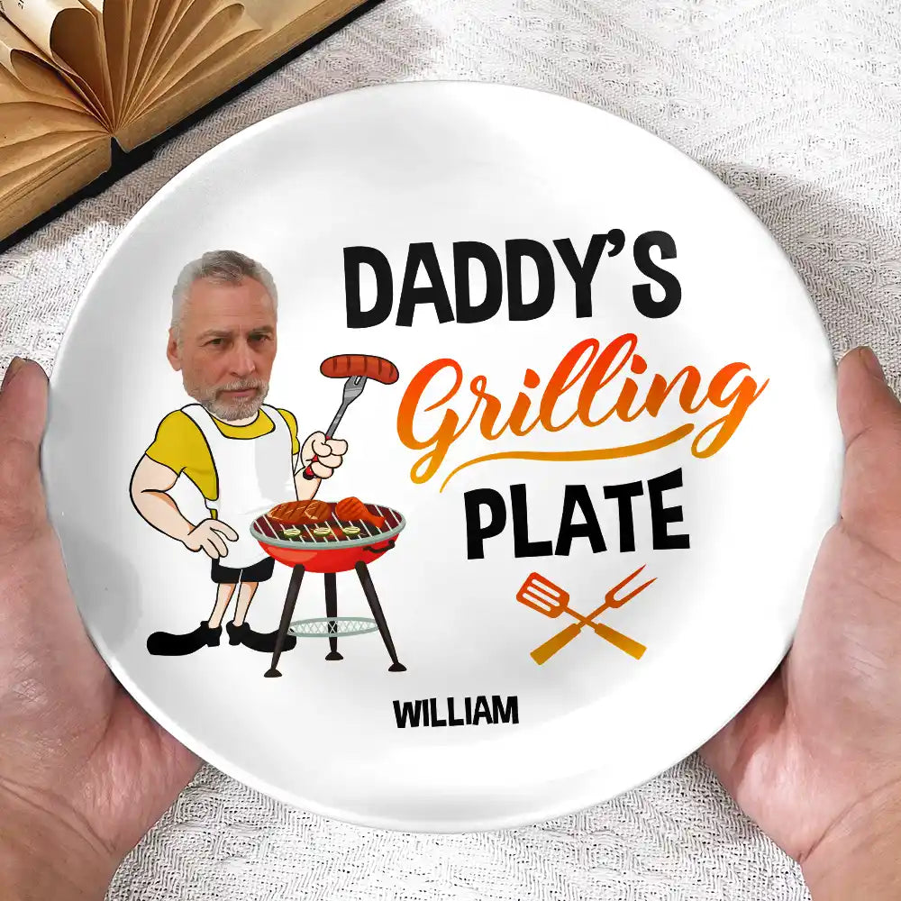 “Grill Like a Pro: Daddy's Ultimate Grilling Plate” - Custom Ceramic Plate for Dad and Grandpa Ceramic Plate PopCulturePrints